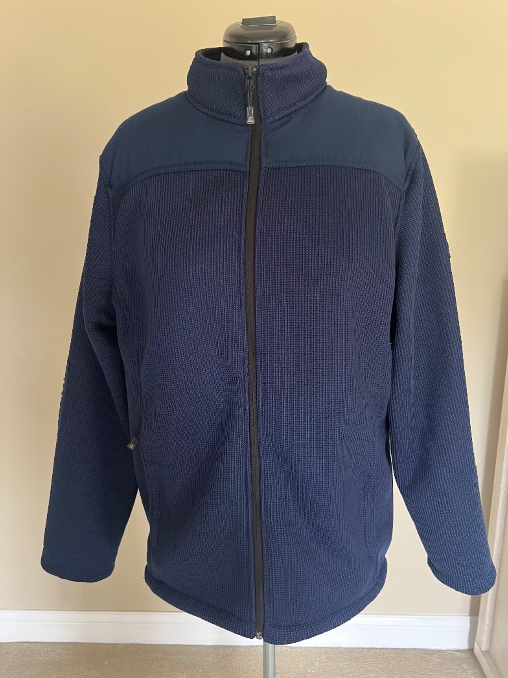 ZeroXposur ZX BLK Navy Blue Heavyweight Waffle Zip Up Jacket Mens L